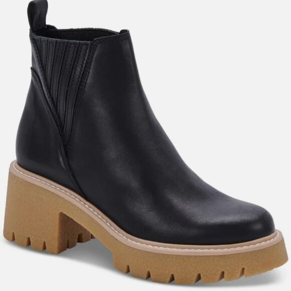 Dolce Vita Shoes - Dolce Vita Harte H2O almond toe black ankle boot w tan platform Size 6.5 NWT